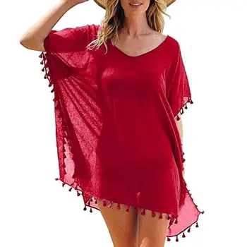 Summer Women Tassel Beachwear Swimwear Solid Color Bikini Beach Cover Up Dress 
Summer Women Tassel Beachwear Swimwear Solid Color Bikini Beach Cover Up Dress