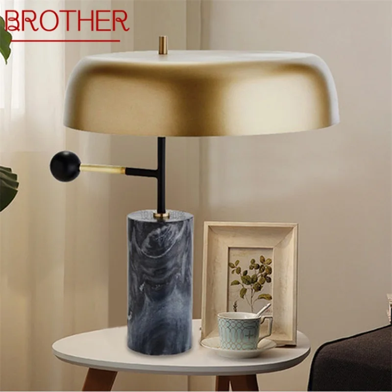 

BROTHER Contemporary Table Lamp Design LuXury Black Desk Light Home LED Marble Decorative For Foyer Living Room Office Bedroom