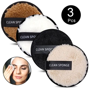 1/3Pcs 8cm Makeup Remover Pads Forever Skin Cleansing Washable Reusable Makeup Remover Microfiber Clean Pad Skincare Face Sponge