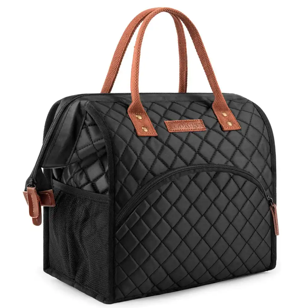 insulated lunch bag with drink holder