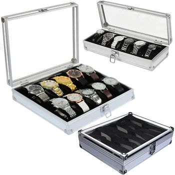 12/6 Slot Watch Display Box Practical Aluminium Case Glass Top Watch Storage Box Aluminium organizer
12/6 Slot Watch Display Box Practical Aluminium Case Glass Top Watch Storage Box Aluminium organizer