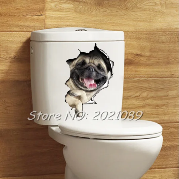 Фото 3D Наклейка на стену в виде собаки/кошки разбитая съемные украшения для ванной