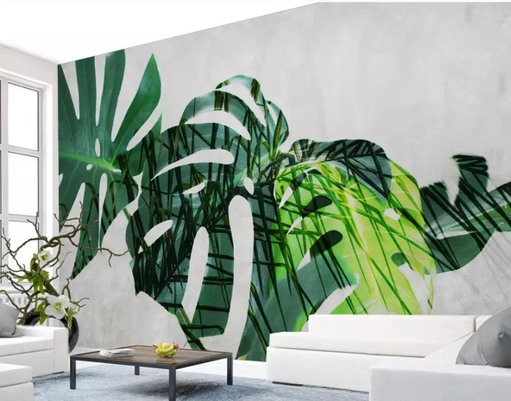 

Bacal Custom modern Green leaf of banana pure and fresh bedroom rural background 3D wall paper mural huda beauty