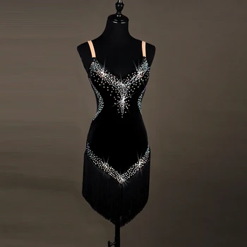Brand Hot New Women's Velvet Sling Latin Dance Performance Clothing Ladies Tassel Latin Dance Competition Dress Dress
Brand Hot New Women's Velvet Sling Latin Dance Performance Clothing Ladies Tassel Latin Dance Competition Dress Dress
