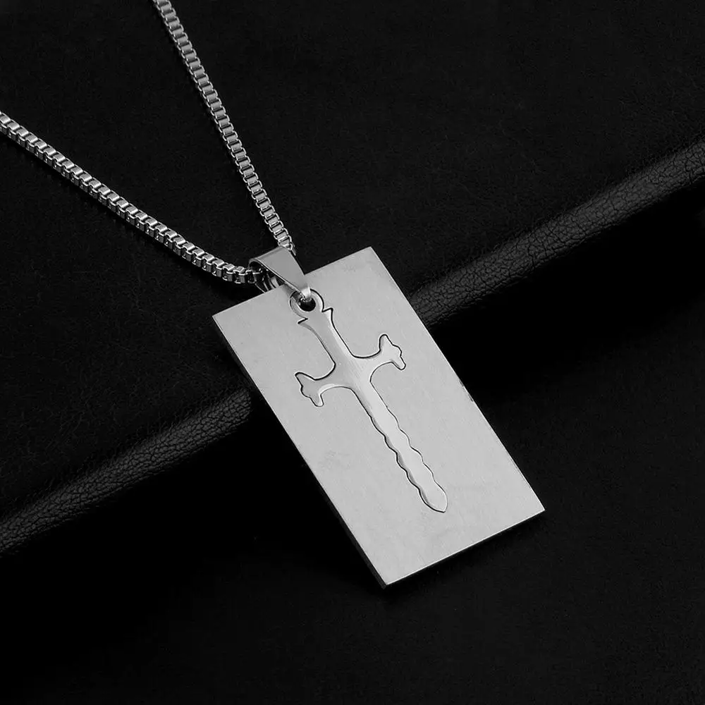 Gothic Men Square Stainless Steel Necklace Tag Set Cool Detachable Sword Shape Pendant Man's Jewelry Accessories Sweater Chain
Gothic Men Square Stainless Steel Necklace Tag Set Cool Detachable Sword Shape Pendant Man's Jewelry Accessories Sweater Chain