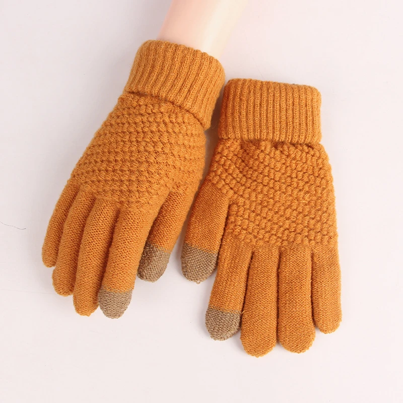 Fashion Autumn Winter Knitted Gloves Touchscreen Warm Jacquard Soft Velvet Lining Cold Weather Outdoor Women Men Couple Mitten