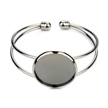 1PC Silver Color 20 25mm Bracelets Setting Round Cabochon Cameo Blank Base Bangle Tray Bezel for DIY Jewelry Craft Findings 
1PC Silver Color 20 25mm Bracelets Setting Round Cabochon Cameo Blank Base Bangle Tray Bezel for DIY Jewelry Craft Findings