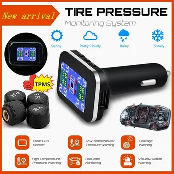 2020 Upgraded TPMS Wireless Car Tire Pressure Monitoring System Cigarette Lighter Plug USB Charging with 4 External Sensor
2020 Upgraded TPMS Wireless Car Tire Pressure Monitoring System Cigarette Lighter Plug USB Charging with 4 External Sensor