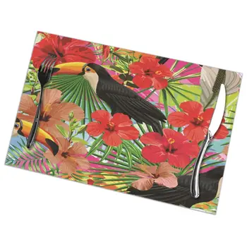 6 Pcs Placemat Tropical Bird Toucan Leaves And Hibiscus Flowers Fabric Table Mats Tableware Kitchen Tool Table Mats
6 Pcs Placemat Tropical Bird Toucan Leaves And Hibiscus Flowers Fabric Table Mats Tableware Kitchen Tool Table Mats