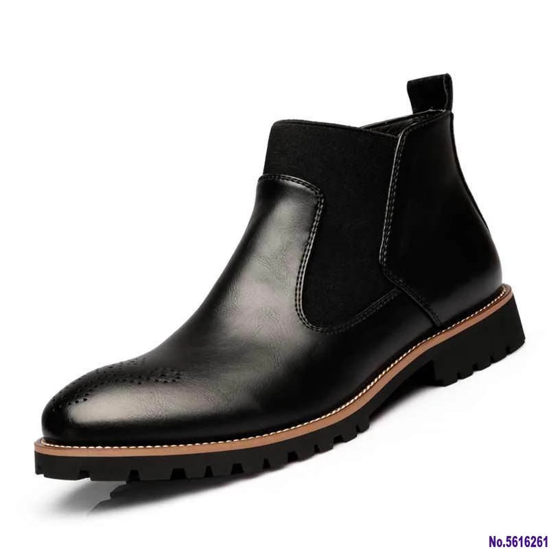 

Мужские ботинки челси с мехом на весну/зиму, Модные ботильоны в британском стиле, черные/коричневые/красные броги, мягкая кожаная повседневная обувь