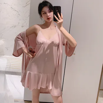 Women's Sexy Lace V-Neck Spaghetti Strap Silk Fabric Night Skirt Nightie Sleepwear Pyjama Femme
Women's Sexy Lace V-Neck Spaghetti Strap Silk Fabric Night Skirt Nightie Sleepwear Pyjama Femme