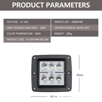 2pcs 12V-24V 18W 6LED Flood Aux Work Light 6000K White 36000LM For Car Off-road Vehicle Truck Boat Lamp
2pcs 12V-24V 18W 6LED Flood Aux Work Light 6000K White 36000LM For Car Off-road Vehicle Truck Boat Lamp