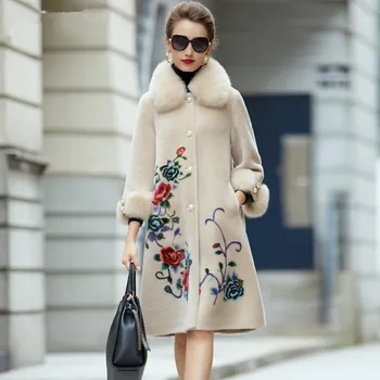 HANZANGL New arrival 2020 Winter Wool Coat Women's Faux Fur Coat Fox Fur Collar Warm Cashmere Jacket Printting Long Overcoat
HANZANGL New arrival 2020 Winter Wool Coat Women's Faux Fur Coat Fox Fur Collar Warm Cashmere Jacket Printting Long Overcoat