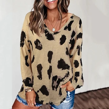 Autumn Long Sleeve Blusas T Shirt Sexy Leopard V-neck Pullovers Women Tops Casual Fashion Tshirts Plus Size Bottoming Top Mujer 
Autumn Long Sleeve Blusas T Shirt Sexy Leopard V-neck Pullovers Women Tops Casual Fashion Tshirts Plus Size Bottoming Top Mujer
