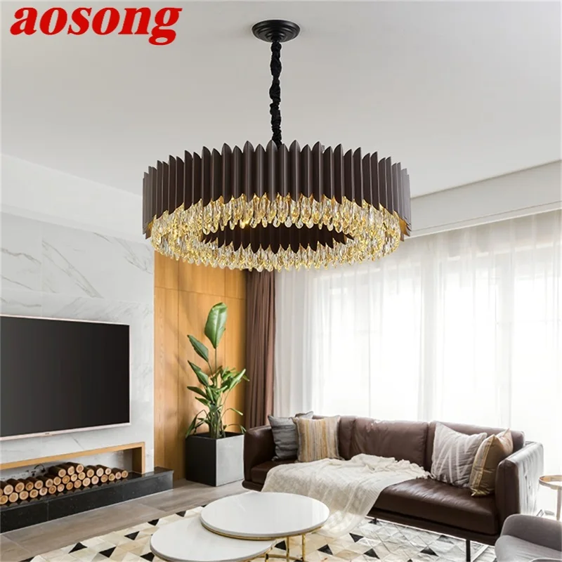 

AOSONG Black Chandelier Lamp Fixtures Postmodern Luxury Pendant Light Home LED Decorative for Living Dining Room