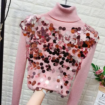 Turtle Neck Sequinned Sweater Women's Fall Winter Clothes Stretch Slim-Fit Sequin Sweater Female Turtleneck Jumper Pull Femme 
Turtle Neck Sequinned Sweater Women's Fall Winter Clothes Stretch Slim-Fit Sequin Sweater Female Turtleneck Jumper Pull Femme