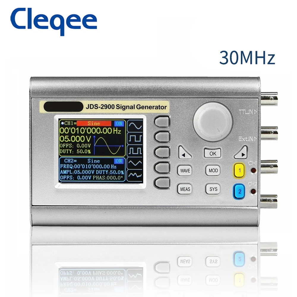 Cleqee JDS2900 30MHz Portable Dual Channel DDS Function Signal Generator Arbitrary Waveform Digital Control Counter 
Cleqee JDS2900 30MHz Portable Dual Channel DDS Function Signal Generator Arbitrary Waveform Digital Control Counter