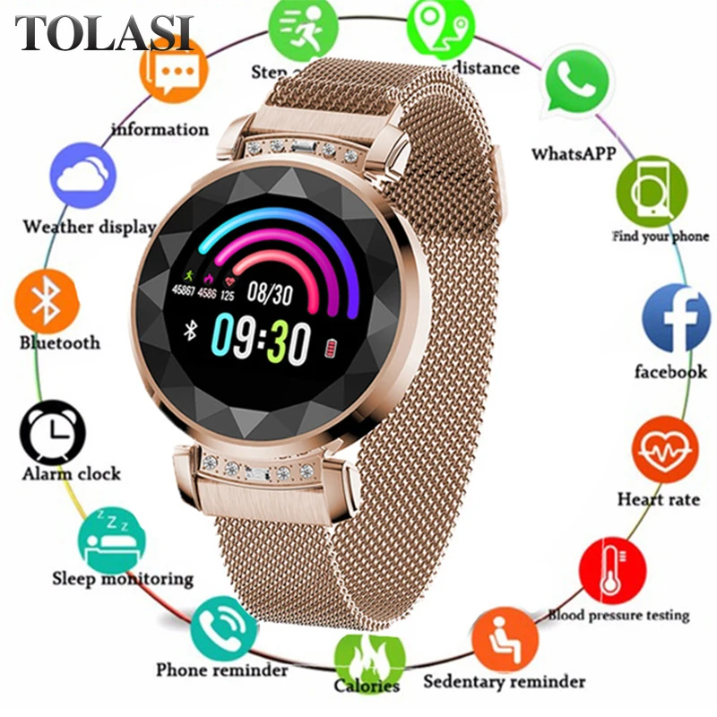 NEW Fashion Lady H2 Smart Watch 3D Rhinestone Glass Heart Rate Blood Pressure Sleep Monitor Best gift for Girl Women Smartwatch
NEW Fashion Lady H2 Smart Watch 3D Rhinestone Glass Heart Rate Blood Pressure Sleep Monitor Best gift for Girl Women Smartwatch
