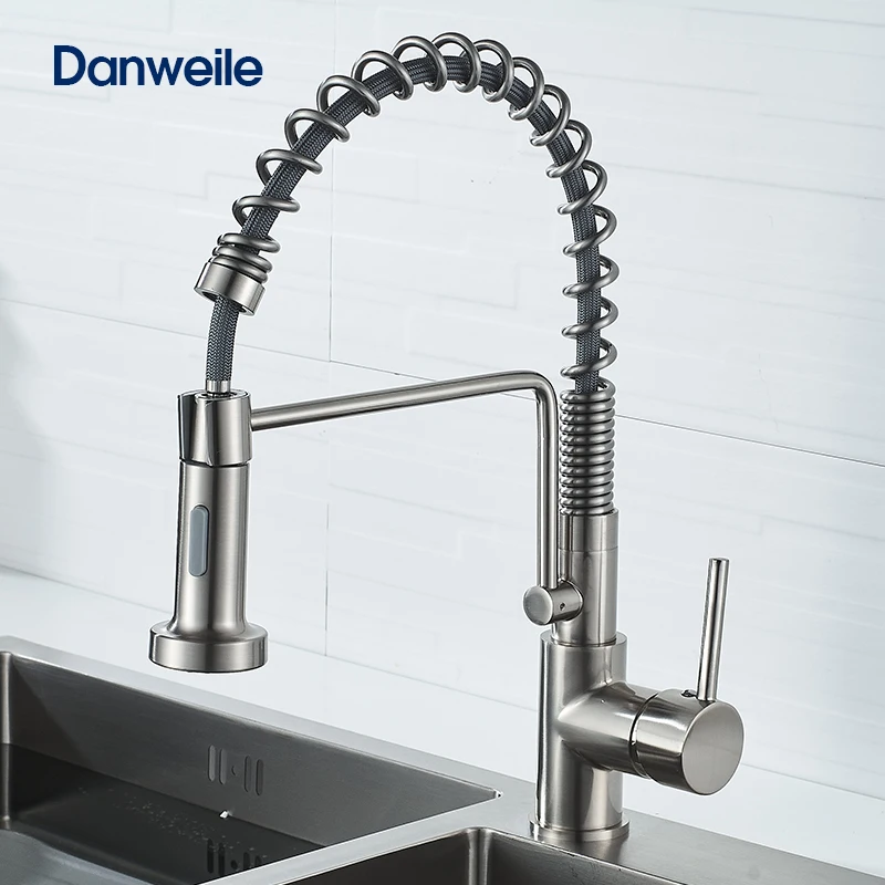 DANWEILE Spring Brushed Kitchen Sink Faucet Pull Down Sprayer Nozzle Single Handle Faucet Mixer Hot Cold Brass Modern
DANWEILE Spring Brushed Kitchen Sink Faucet Pull Down Sprayer Nozzle Single Handle Faucet Mixer Hot Cold Brass Modern