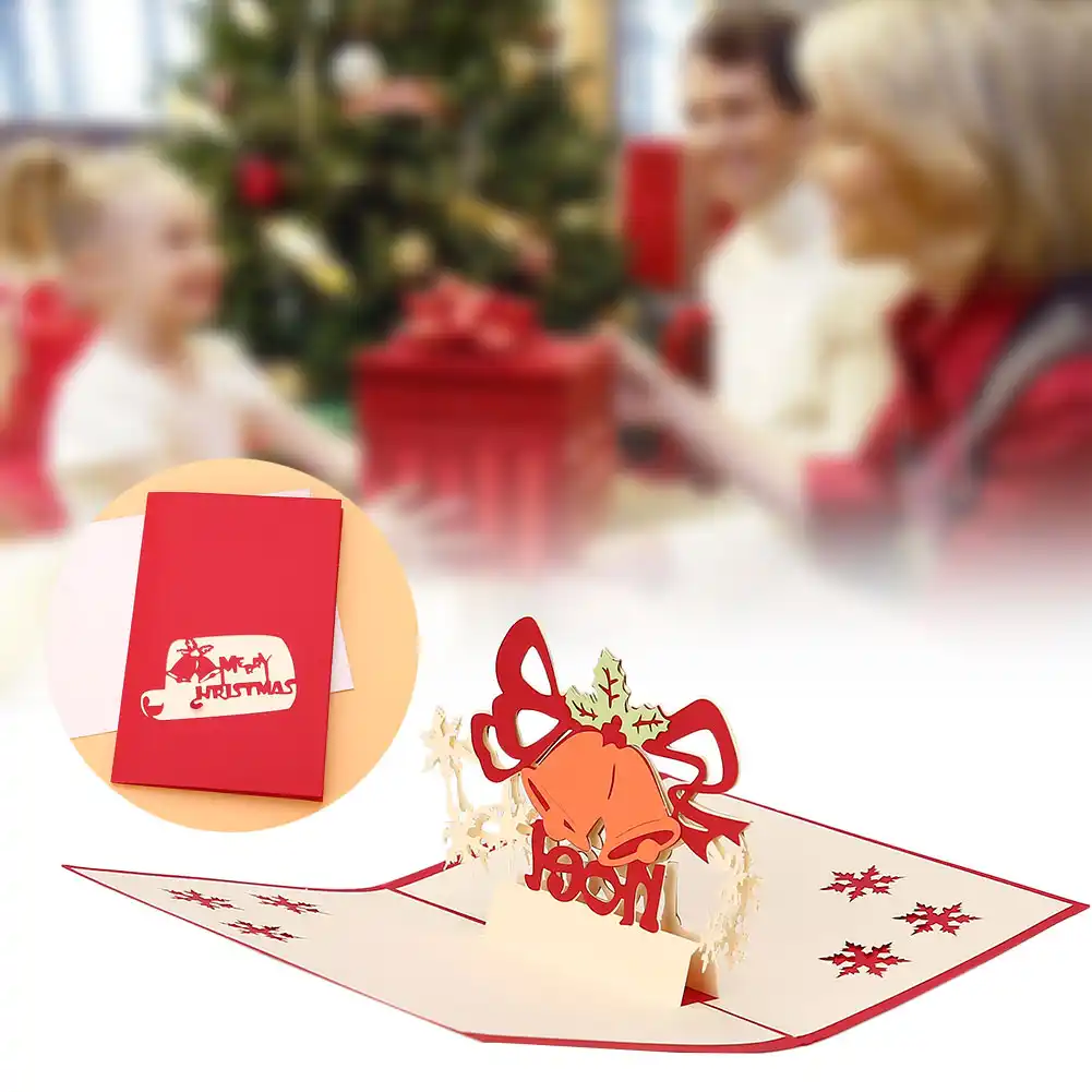 card gift gift christmas hollow bell craft blessing w/envelope