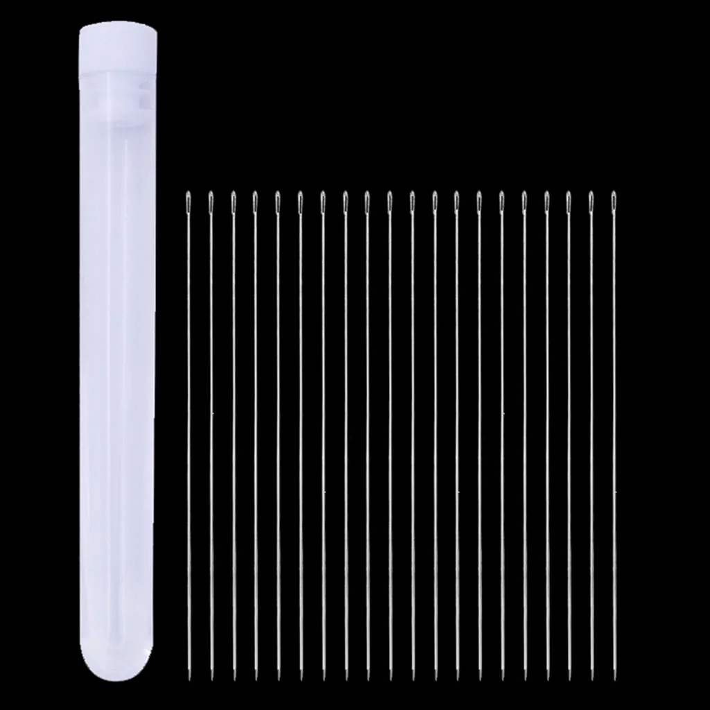 20 Pcs Big Eye Beading Needles with Needle Bottle Beading Needles for Jewellery Making Beading Tools Kit - 0.45mm Thickness 20 Pcs Big Eye Beading Needles with Needle Bottle Beading Needles for Jewellery Making Beading Tools Kit - 0.45mm Thickness