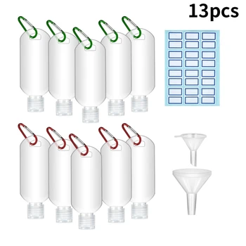 50ml Travel Clear Plastic Empty Bottles with Funnels Carabiner Buckle Labels Hand Sanitizer Shampoo Refillable Container
50ml Travel Clear Plastic Empty Bottles with Funnels Carabiner Buckle Labels Hand Sanitizer Shampoo Refillable Container
