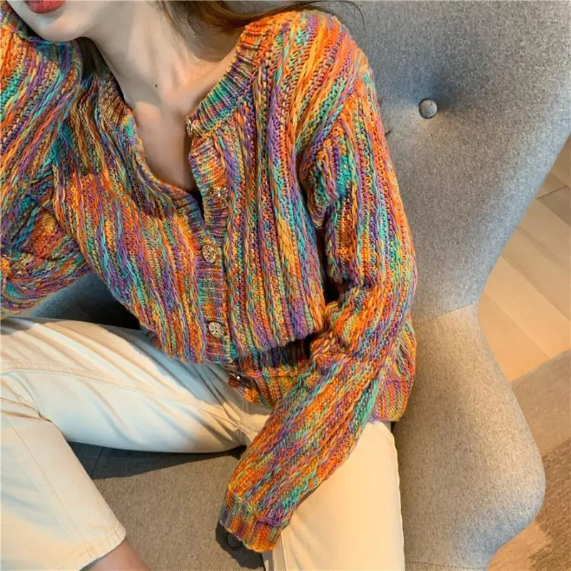 Rainbow outer sweater female 2020 new Korean loose knit top spring wild lazy wind cardigan jacket
Rainbow outer sweater female 2020 new Korean loose knit top spring wild lazy wind cardigan jacket