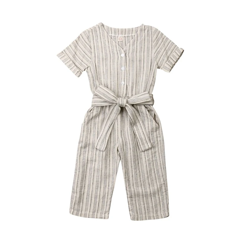 2019 Toddler Kid Baby Girl Summer Casual Lace Up Clothes Child Striped printing Long Pant Jumpsuit Overalls Outfits 2-7Y
2019 Toddler Kid Baby Girl Summer Casual Lace Up Clothes Child Striped printing Long Pant Jumpsuit Overalls Outfits 2-7Y