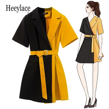plus size Summer workwear Dress Women Notched Collar Yellow Patchwork Black Belt Office Lady Dresses Polyester A-line Dress
plus size Summer workwear Dress Women Notched Collar Yellow Patchwork Black Belt Office Lady Dresses Polyester A-line Dress