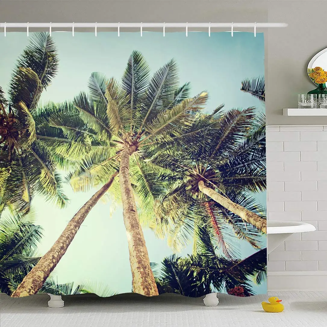 Shower Curtain Set with Hooks 72x72 Pacific Wave Old Paper Vintage Blue Tropical Relax Ocean Sky Caribbean Coconut Palm Textures
Shower Curtain Set with Hooks 72x72 Pacific Wave Old Paper Vintage Blue Tropical Relax Ocean Sky Caribbean Coconut Palm Textures