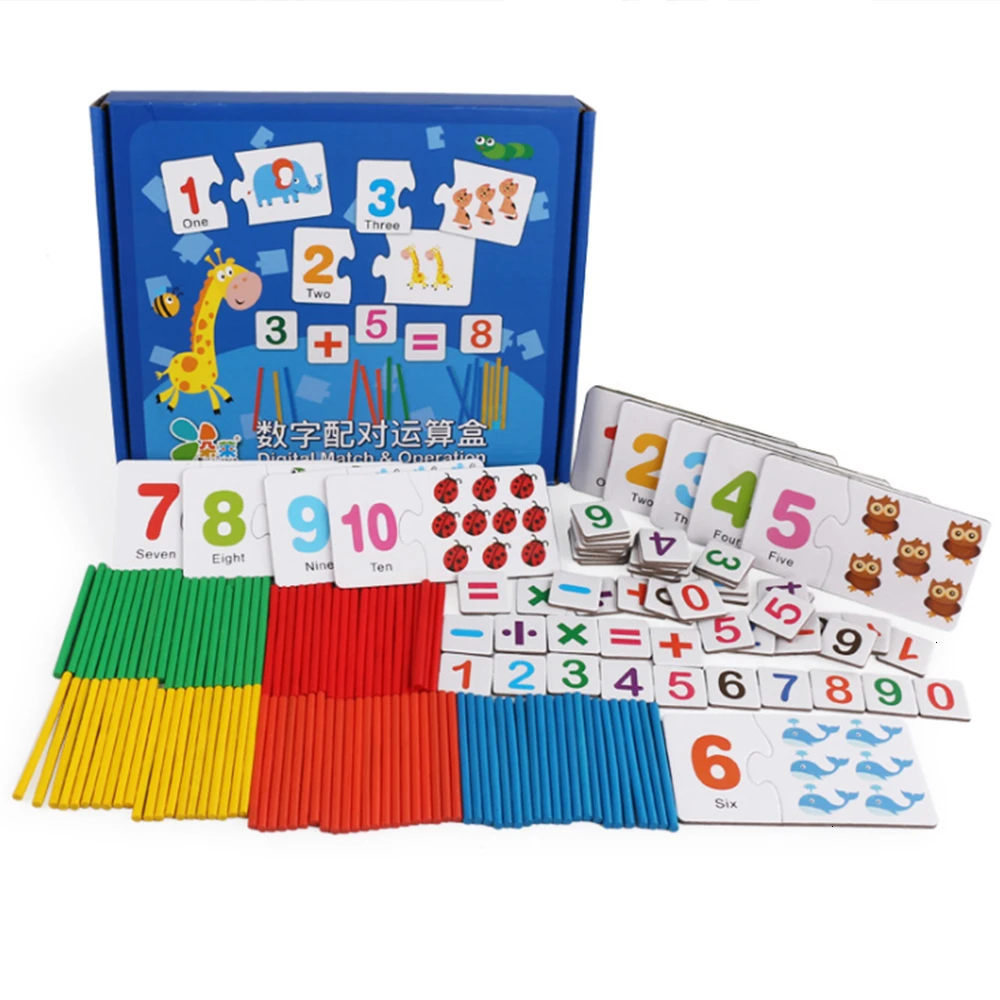 

Baby Wooden Toys Montessori Educational Counting Sticks Mathematics Preschool Teaching Educational Math Children Gift with Box