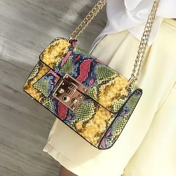 New women's bag leisure snake pattern small square bag Korean fashion chain Versatile Single Shoulder Messenger Bag
New women's bag leisure snake pattern small square bag Korean fashion chain Versatile Single Shoulder Messenger Bag