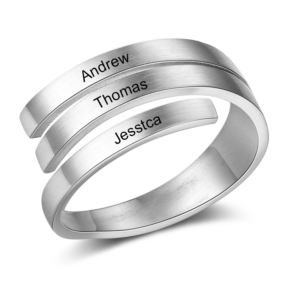 Personalize Ring Fashion Stainless Steel Jewelry Custom 3 names Simple Adjustable Modern Promise Ring Engagement Gift for Women
Personalize Ring Fashion Stainless Steel Jewelry Custom 3 names Simple Adjustable Modern Promise Ring Engagement Gift for Women