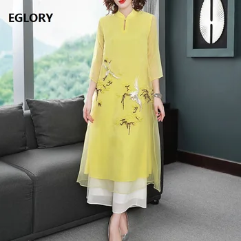 Organza Dress 2020 Spring Brand Chinese Style Women Cute Birds Floral Embroidery 3/4 Sleeve Mid-Calf Pink Yellow Dress Plus Size
Organza Dress 2020 Spring Brand Chinese Style Women Cute Birds Floral Embroidery 3/4 Sleeve Mid-Calf Pink Yellow Dress Plus Size