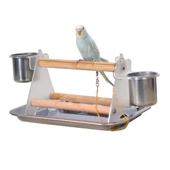 Parrot Stand Parrot Playstand Birds Triangle Rack Bird Perch with 2 Stainless Steel Feeding Cups and Wood Drop Tray
Parrot Stand Parrot Playstand Birds Triangle Rack Bird Perch with 2 Stainless Steel Feeding Cups and Wood Drop Tray
