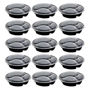 15pcs Disposable Round Plastic Bento Box 3-Compartment Meal Prep Container Safe Food Storage Containers Fast Food Box 1000ml(Bla
15pcs Disposable Round Plastic Bento Box 3-Compartment Meal Prep Container Safe Food Storage Containers Fast Food Box 1000ml(Bla