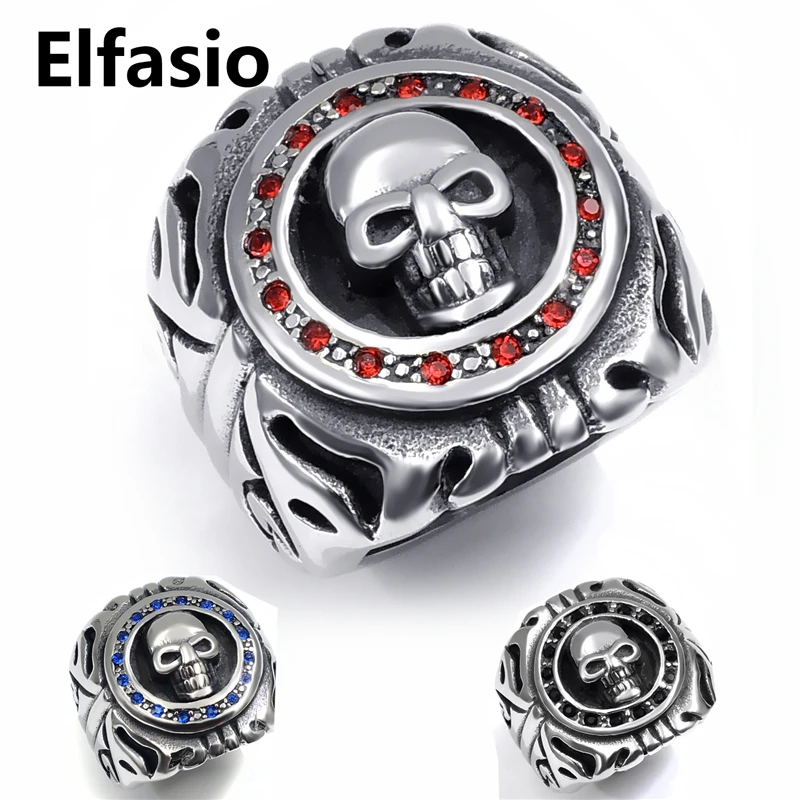 Men's Gothic Skull Stainless Steel Ring Silver Red/Blue/Black Punk Biker Fashion Jewelry Size 8-15
Men's Gothic Skull Stainless Steel Ring Silver Red/Blue/Black Punk Biker Fashion Jewelry Size 8-15