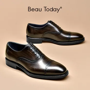 Oxfords Men Shoes Genuine Cow Leather Waxing Pointed Toe Dress Shoes with Brogue Style Lace-Up Shoes Handmade BeauToday 51023
Oxfords Men Shoes Genuine Cow Leather Waxing Pointed Toe Dress Shoes with Brogue Style Lace-Up Shoes Handmade BeauToday 51023