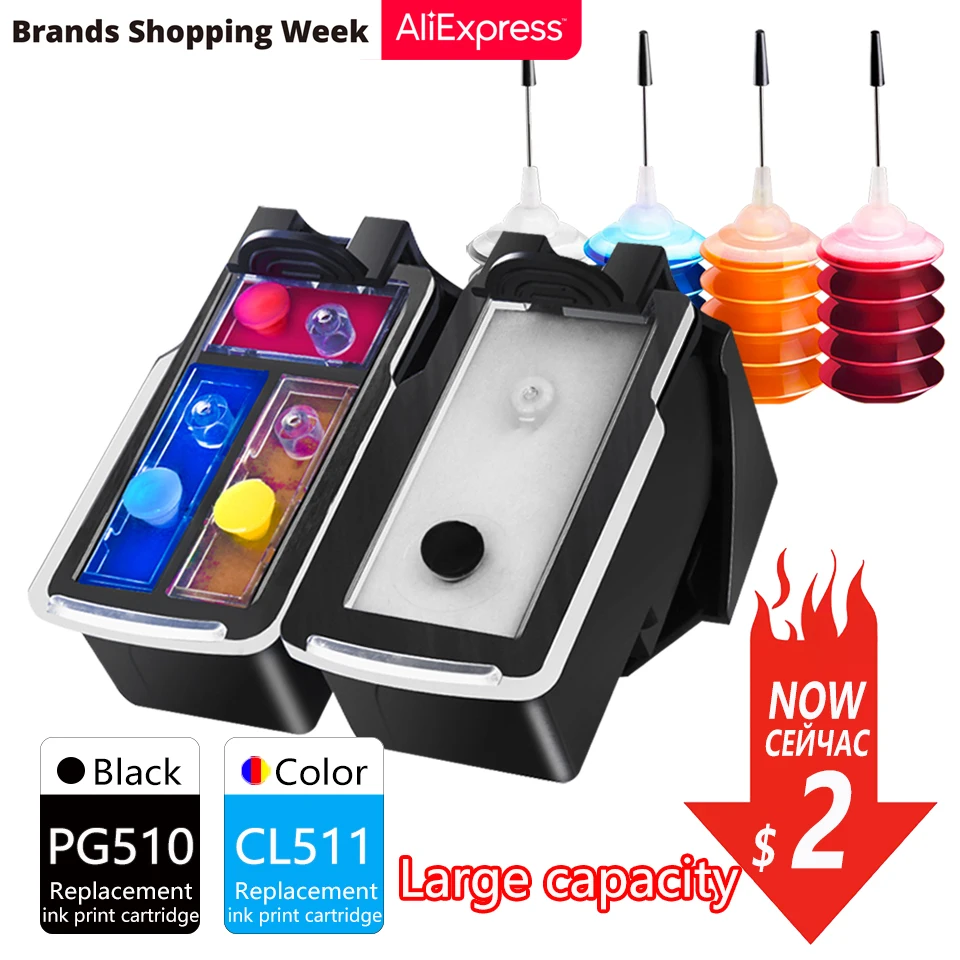 DMYON PG510 CL511 Ink Cartridge Replacement for Canon 510 511 XL for MP240 MP250 MP260 MP280 MP480 MP490 IP2700 MP499 Printer
DMYON PG510 CL511 Ink Cartridge Replacement for Canon 510 511 XL for MP240 MP250 MP260 MP280 MP480 MP490 IP2700 MP499 Printer