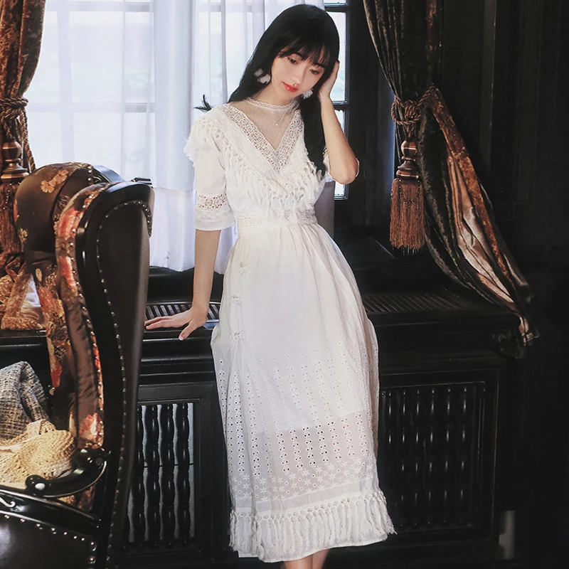 YiLin Kay 2019 New High Quality Fashion runway Summer dress woman Fringed lace elegant hollow-out long dress 
YiLin Kay 2019 New High Quality Fashion runway Summer dress woman Fringed lace elegant hollow-out long dress