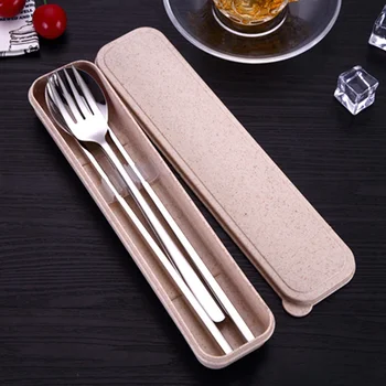 Portable Tableware Wheat Straw Box Travel Gift Resin Plastic Outdoor Usage Cute 3PCS Stainless Steel Tableware Cutlery Set
Portable Tableware Wheat Straw Box Travel Gift Resin Plastic Outdoor Usage Cute 3PCS Stainless Steel Tableware Cutlery Set