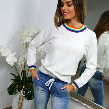 2019 Women Long Sleeve T Shirt Tops Pullovers Long Sleeve Rainbow Crew Neck Casual Tee Female Lady Daily Undershirts tshirt New
2019 Women Long Sleeve T Shirt Tops Pullovers Long Sleeve Rainbow Crew Neck Casual Tee Female Lady Daily Undershirts tshirt New