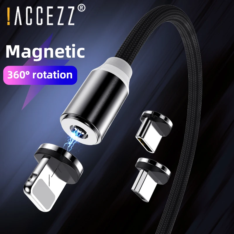 ! ACCEZZ Магнитный зарядный кабель для быстрой зарядки iPhone 11 Pro Max XS X samsung Xiaomi Micro usb type C