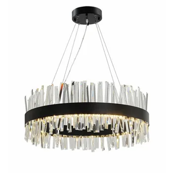 New round crystal chandeliers modern black lighting chandeliers living room decoration hotel LED lamp 
New round crystal chandeliers modern black lighting chandeliers living room decoration hotel LED lamp