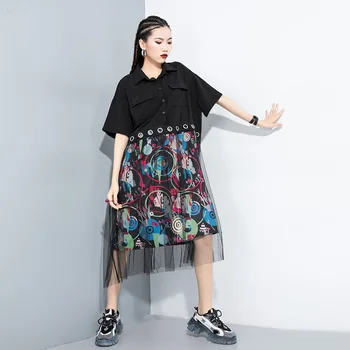 New Print Summer Dress Women Mesh Patchwork Hip Hop Street Dress Hole Personality Loose Plus Size Long Shirt Dress TA8186
New Print Summer Dress Women Mesh Patchwork Hip Hop Street Dress Hole Personality Loose Plus Size Long Shirt Dress TA8186