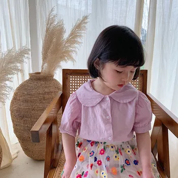 Girls Shirts Cotton Cute doll collar Kids Infant Blouse Korean style Children Solid Short Sleeve Single-breasted Tops Clothing
Girls Shirts Cotton Cute doll collar Kids Infant Blouse Korean style Children Solid Short Sleeve Single-breasted Tops Clothing