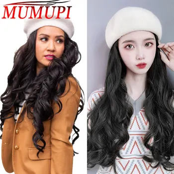 synthetic long hat with hair wigs berets cap straight curly wave for women autumn fall winter warm hat fake hair MUMUPI
synthetic long hat with hair wigs berets cap straight curly wave for women autumn fall winter warm hat fake hair MUMUPI
