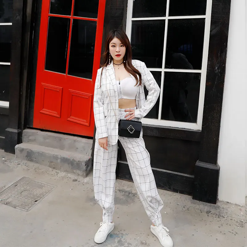 AMOR LIVE Autumn Plaid Casual Suit Jacket For Woman Vintage Double Breasted Women Pant Suit Blazer Jacket & High Waist Pant
AMOR LIVE Autumn Plaid Casual Suit Jacket For Woman Vintage Double Breasted Women Pant Suit Blazer Jacket & High Waist Pant