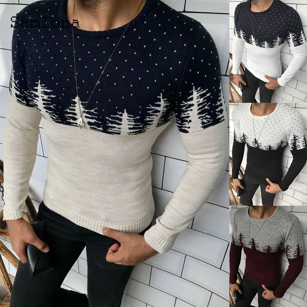 Samlona Knitting Sweater Mens Autumn New Leisure Casual Patchwork Color Tree Sweaters Pullovers Male Winter Warm Clothing 2020
Samlona Knitting Sweater Mens Autumn New Leisure Casual Patchwork Color Tree Sweaters Pullovers Male Winter Warm Clothing 2020