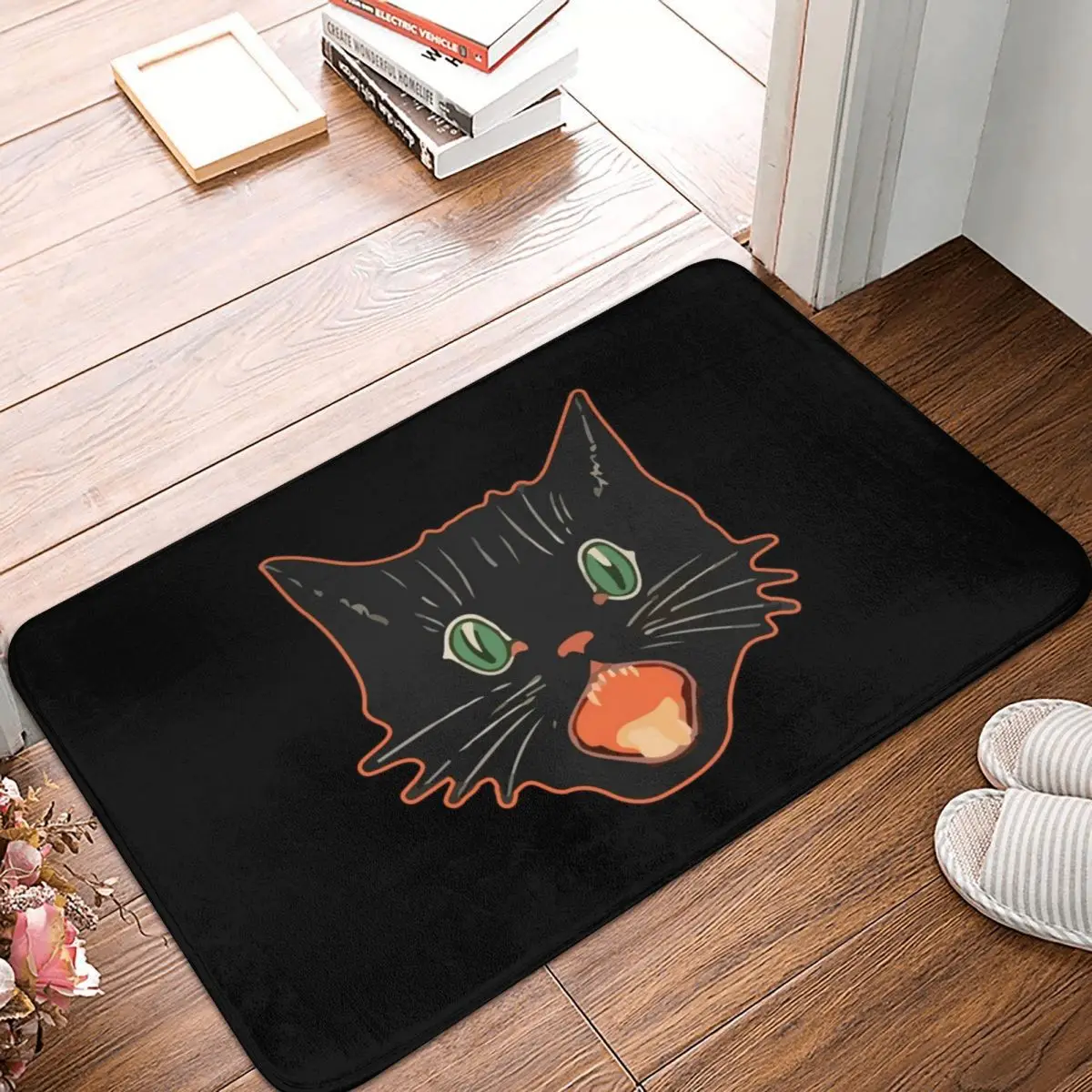 

Halloween Scaredy Cat Doormat Carpet Mat Rug Polyester PVC Anti-slip Floor Decor Bath Bathroom Kitchen Balcony 40x60